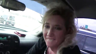 Blonde Wife Sucking Her Black Lovers Cock in a Car
