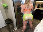 Sexy white babe gets big black cock and creamy jizz for dinner