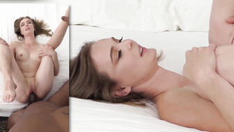 Skinny cuckold white babe cums hard under that thick bbc