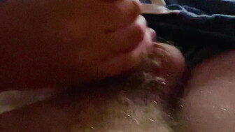 Wife stroking my tiny dick