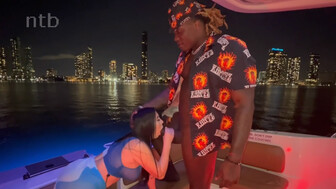 Sexy and horny brunette with big tits takes huge BBC on the yacht