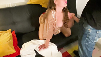 Cuckold white milf takes two loads of jizz in her mouth