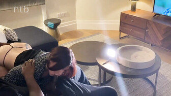 Sexy redhead gets her pussy showered with black lover's jizz