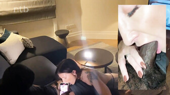 Sexy redhead gets her pussy showered with black lover's jizz