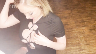 Busty blond gets fucked and creampied by her endowed black lover