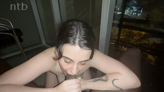 Brunette chick sucks big black dick