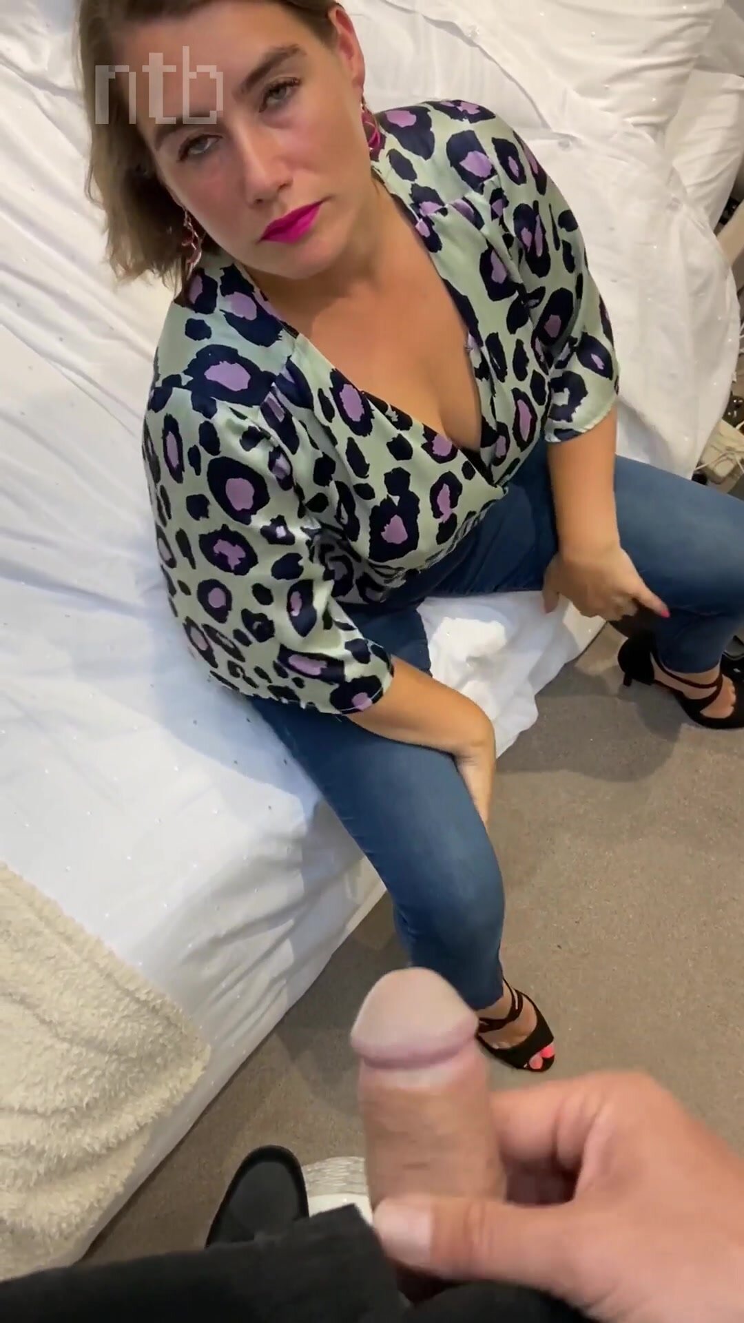 Cuckold wife was getting ready for lover and hubby filmed her