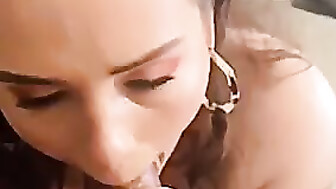 Snowbunny eating huge black cock