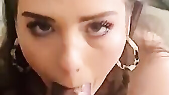 Snowbunny eating huge black cock