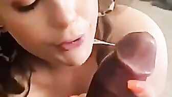 Snowbunny eating huge black cock