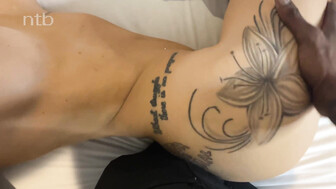 A beautiful blonde with a hot body took a thick black cock