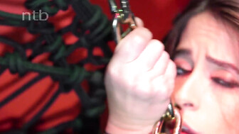 Sexy white babe swallows that tasty cum from hard black balls