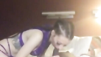 Sexy amateur purple lingerie and thick BBC