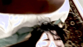 Slutty brunette amateur girl fucks thick cock