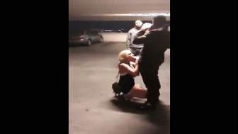 White Slut Sucks BBC in Public