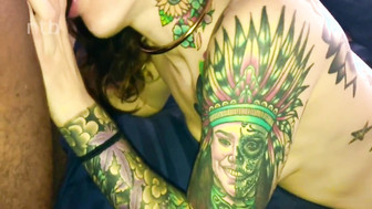 Tattooed slut fucking and creamy ending