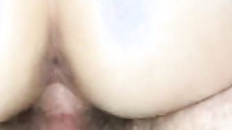 Shared wife rides friend until he creampies her