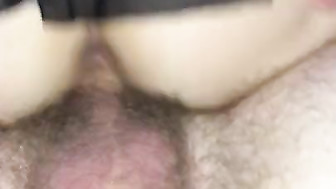 Shared wife rides friend until he creampies her