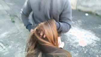 Fucked his girlfriend on the street with a friend