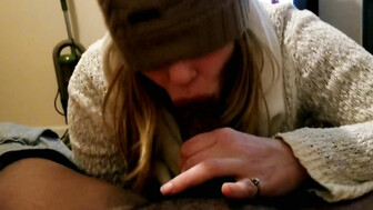 Blonde Hotwife Sucks a Black Man's Cock Dry