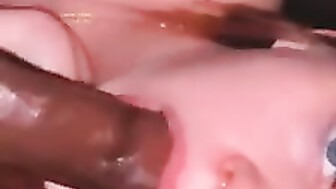 Sexy redhead slut eating BBC