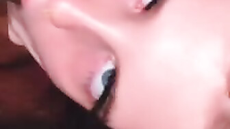 Sexy redhead slut eating BBC