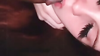 Sexy redhead slut eating BBC