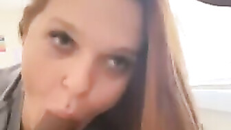 Redhead slut sucking Daddy’s dick