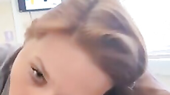 Redhead slut sucking Daddy’s dick