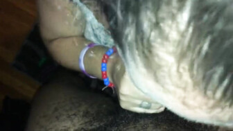 She picks up Blowing her BBC when her friend gets tired