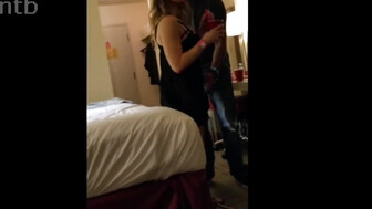 Cuckold white wife takes bbc from behind while hubby licks her pussy