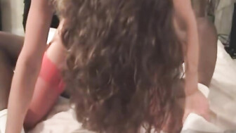 Wife Fucking a Young Black Man in Their Bed with Her Husband Filming