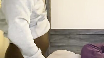 Big ass gf takes BBC creampie