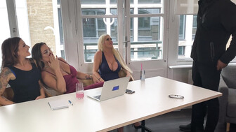 Hung black stud with three milfs