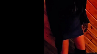 White beauty fun with black guy in a night club