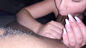 Hot girl eating black dick while her parents not home