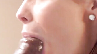 Bbc comes on sexy brunette whore face