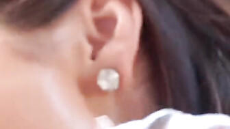 Bbc comes on sexy brunette whore face