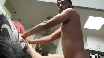 Black bull gives it to white girl on the couch
