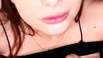 Sexy slut suck BBC and drink cum while her BF is sleeping