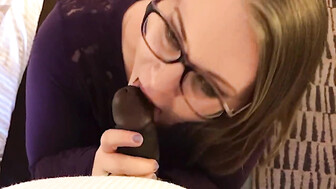 This beautiful white mom swallowing my dick so good