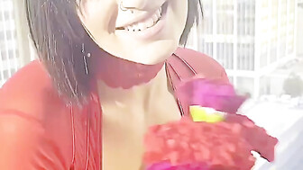 Latina mamacita eating a big fat cock