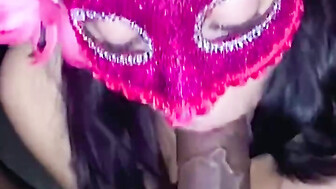Masked slut cheating on her bf, she loves swallowing my black dick