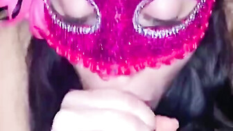 Masked slut cheating on her bf, she loves swallowing my black dick