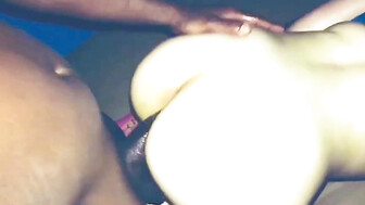 White whore enjoying 2 Black Dicks