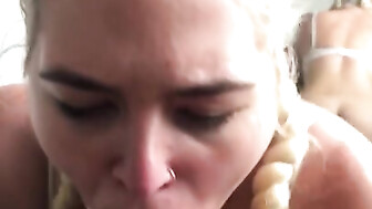 Blonde PAWG sucks BBC until is busts