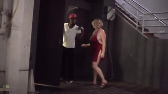 Blonde Women Fucking a Black Man in Public Places