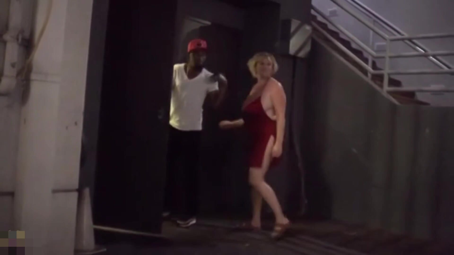 Blonde Women Fucking a Black Man in Public Places