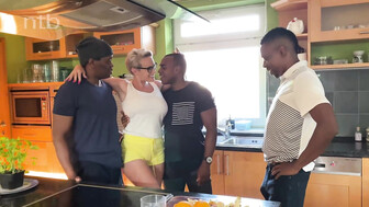 White Women Fucks Three Big Black Cocks and Gets Creampies