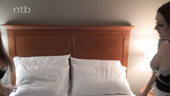 Two busty and booty blonds in crazy threesome with their lover